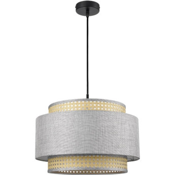 Подвесной светильник LUMION LAUNA 8043/1 MODERNI LN25 Е27 1*60W 220V черный/серый/бежевый, металл/текстиль/ротанг
